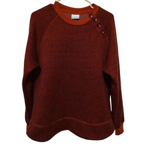 Columbia Chillin Sweater‎ Marsala Red Black Houndstooth Burgundy Womens XL SEE